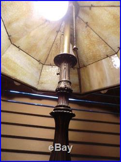 Antique Salem Bros Slag Glass Table Lamp