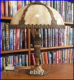 Antique Salem Brothers Bent Slag Glass Lamp Bradley & Hubbard Miller Styles