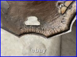 Antique Salem Brothers Bridge Arm Table Lamp Vintage Beige Slag Glass Shade