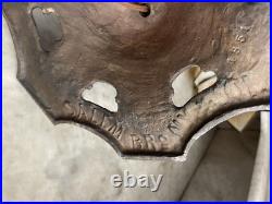 Antique Salem Brothers Bridge Arm Table Lamp Vintage Beige Slag Glass Shade