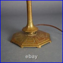 Antique Salo Leaded Slag Glass Table Lamp with Bronze Base C1920 Antique Salo Leaded Slag Glass Table Lamp with Bronze Base C1920