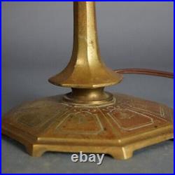 Antique Salo Leaded Slag Glass Table Lamp with Bronze Base C1920 Antique Salo Leaded Slag Glass Table Lamp with Bronze Base C1920