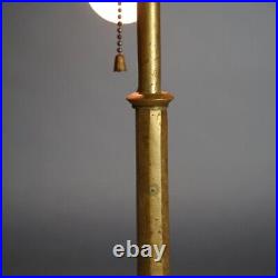 Antique Salo Leaded Slag Glass Table Lamp with Bronze Base C1920 Antique Salo Leaded Slag Glass Table Lamp with Bronze Base C1920