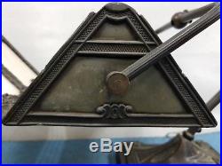 Antique Scarce Pair Art Deco Banker Gooseneck Desk Table Lamp Slag Glass Rare