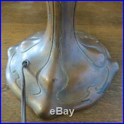Antique Scenic Slag Glass Lamp 3 Sockets Arts & Crafts Miller Handel Signed WB