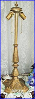 Antique Scenic Slag Glass Panel Lamp 12 Panels 2 Color Original