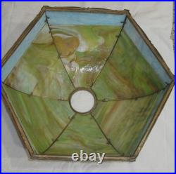Antique Scenic Slag Glass Panel Lamp 12 Panels 2 Color Original