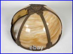 Antique Signed Bradley Hubbard Arts Crafts Deco Stained Slag Glass 3 Socket Lamp