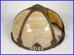 Antique Signed Bradley Hubbard Arts Crafts Deco Stained Slag Glass 3 Socket Lamp