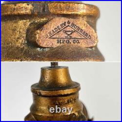 Antique Signed Bradley Hubbard Arts Crafts Deco Stained Slag Glass 3 Socket Lamp