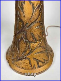Antique Signed Bradley Hubbard Arts Crafts Deco Stained Slag Glass 3 Socket Lamp