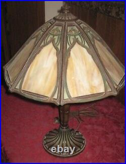 Antique Signed Bradley & Hubbard Lamp Arts & Crafts Handel Slag Glass Excellent