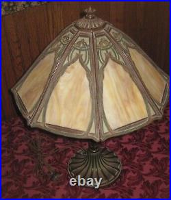 Antique Signed Bradley & Hubbard Lamp Arts & Crafts Handel Slag Glass Excellent
