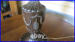 Antique Signed Bradley & Hubbard Ornate Slag Glass Lamp B&H Handel Miller Era