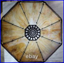 Antique Signed Bradley and Hubbard Slag Glass Table Lamp