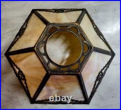 Antique Signed Bradley and Hubbard Slag Glass Table Lamp Unusual Base