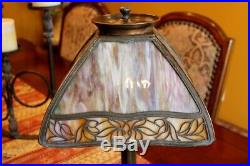 Antique Signed Handel Slag Glass Table Lamp