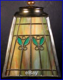 Antique Signed Label Handel Boudoir Lamp Slag Glass Filigree Shade Hubbell Soket