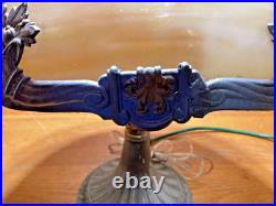 Antique Signed Miller Bent Panel Carmel Slag Table Lamp #4431