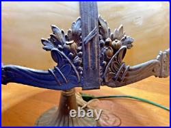 Antique Signed Miller Bent Panel Carmel Slag Table Lamp #4431