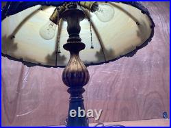 Antique Signed Miller Bent Panel Carmel Slag Table Lamp #4431