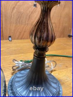 Antique Signed Miller Bent Panel Carmel Slag Table Lamp #4431