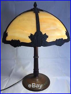 Antique Signed Miller Slag Glass Table Lamp
