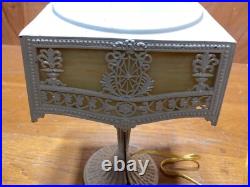 Antique Signed PBL 813 (Pittsburg Brass & Lamp) Slag Glass Boudoir Lamp #4340