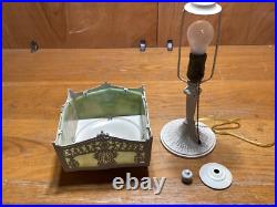 Antique Signed PBL 813 (Pittsburg Brass & Lamp) Slag Glass Boudoir Lamp #4340