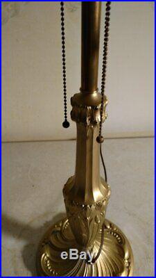 Antique Signed Pittsburgh 3 socket lamp base slag or leaded glass