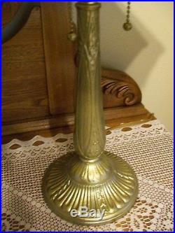 Antique Signed Rainaud Caramel 6 Panel Slag Glass Lamp. (JUST BEATIFUL!)
