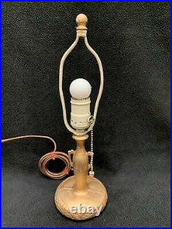 Antique Six Panel Caramel Curved Slag Glass 14 Tall Boudoir Lamp