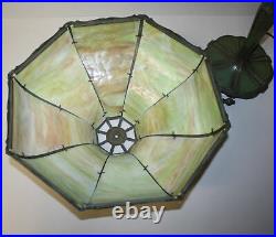 Antique Slag Bent Curved Glass Panel Lamp Decorative Filigree Overlay Miller