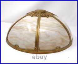 Antique Slag Curved Carmel Glass 16 Lamp Shade Gold Color Frame