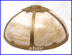 Antique Slag Curved Carmel Glass 16 Lamp Shade Gold Color Frame