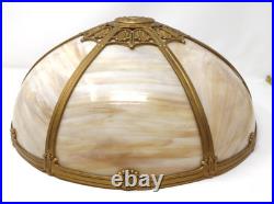 Antique Slag Curved Carmel Glass 16 Lamp Shade Gold Color Frame