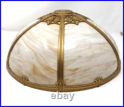 Antique Slag Curved Carmel Glass 16 Lamp Shade Gold Color Frame