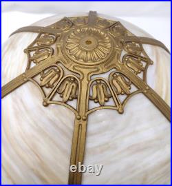 Antique Slag Curved Carmel Glass 16 Lamp Shade Gold Color Frame