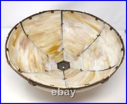 Antique Slag Curved Carmel Glass 16 Lamp Shade Gold Color Frame