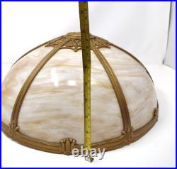 Antique Slag Curved Carmel Glass 16 Lamp Shade Gold Color Frame