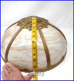 Antique Slag Curved Carmel Glass 16 Lamp Shade Gold Color Frame