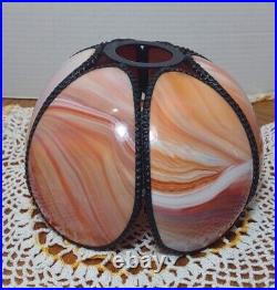 Antique Slag Glass 6 Panel Orange Multi Colored Table Lamp Shade 4.75H 7W Aprx Antique Slag Glass 6 Panel Orange Multi Colored Table Lamp Shade 4.75H 7W Aprx