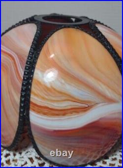 Antique Slag Glass 6 Panel Orange Multi Colored Table Lamp Shade 4.75H 7W Aprx Antique Slag Glass 6 Panel Orange Multi Colored Table Lamp Shade 4.75H 7W Aprx