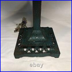 Antique Slag Glass And Cast Iron Lamp Mission Style Rewired