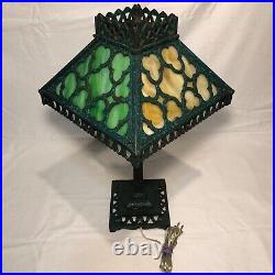 Antique Slag Glass And Cast Iron Lamp Mission Style Rewired