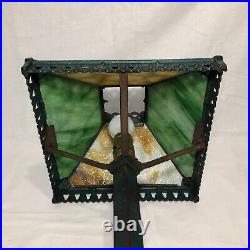 Antique Slag Glass And Cast Iron Lamp Mission Style Rewired