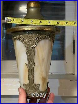 Antique Slag Glass Arts And Crafts Style Hanging Light Fixture Lamp 344