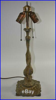 Antique Slag Glass Bent Panel Table Lamp Best Lamp Co. Chicago