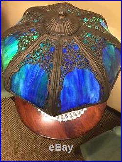 Antique Slag Glass Blue Lamp Stevie Nicks circa 1910