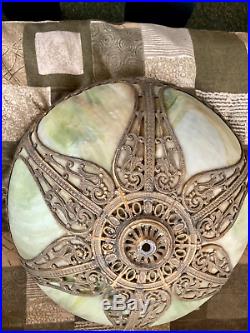 Antique Slag Glass Bronze Lamp
